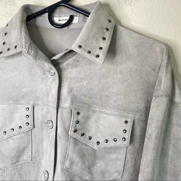 Moussy Faux Suede Button Down Western Style Studded Jacket - Picture 7 of 8